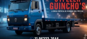 Guincho plataforma azul estacionado em rua, sem veículo transportado visível.